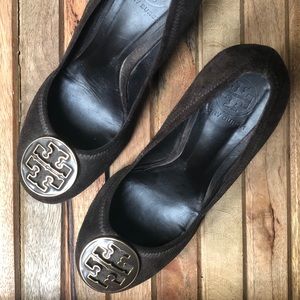 Tory Burch Sophie Brown Suede Wedges 8.5